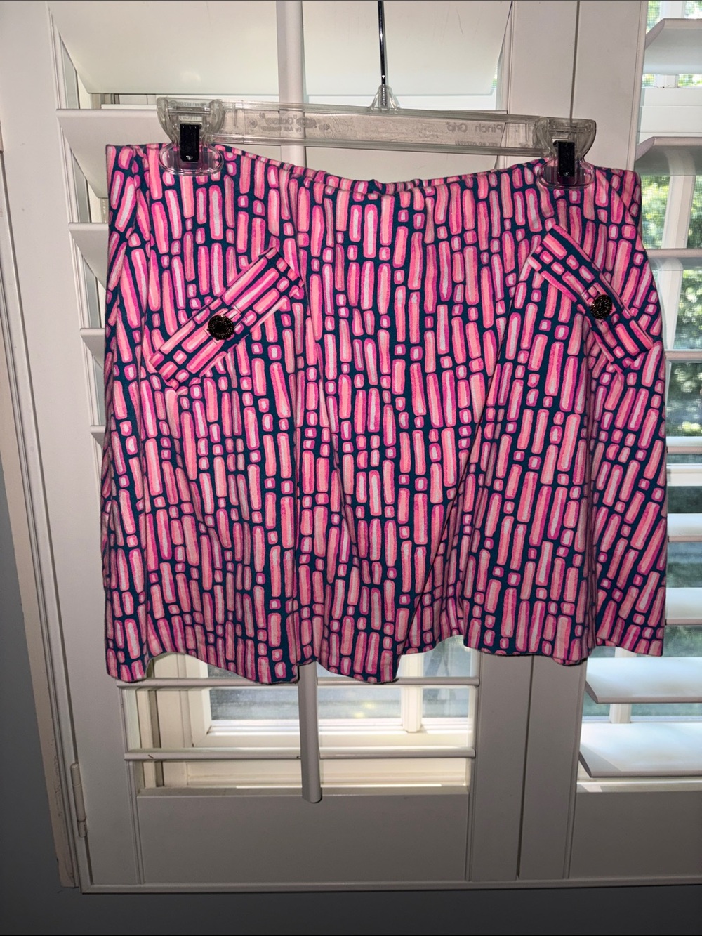 Lilly Pulitzer Pink & Navy Printed Skater Skirt